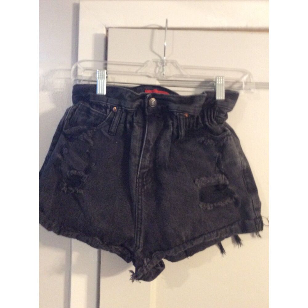 Paper Bag Black Shorts Small S Womens Distressed Cut Offs